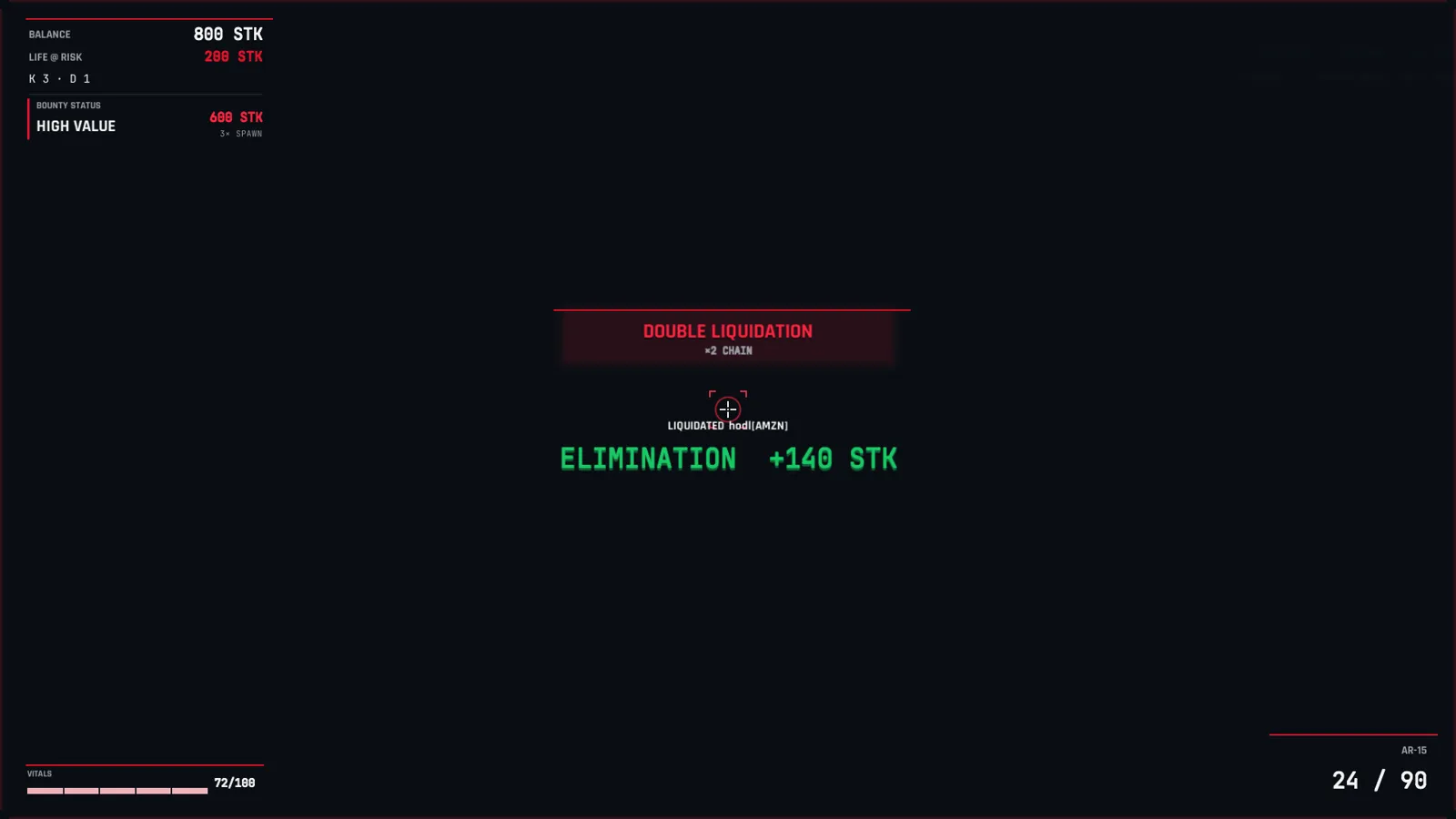Double liquidation medal and elimination payout in-game